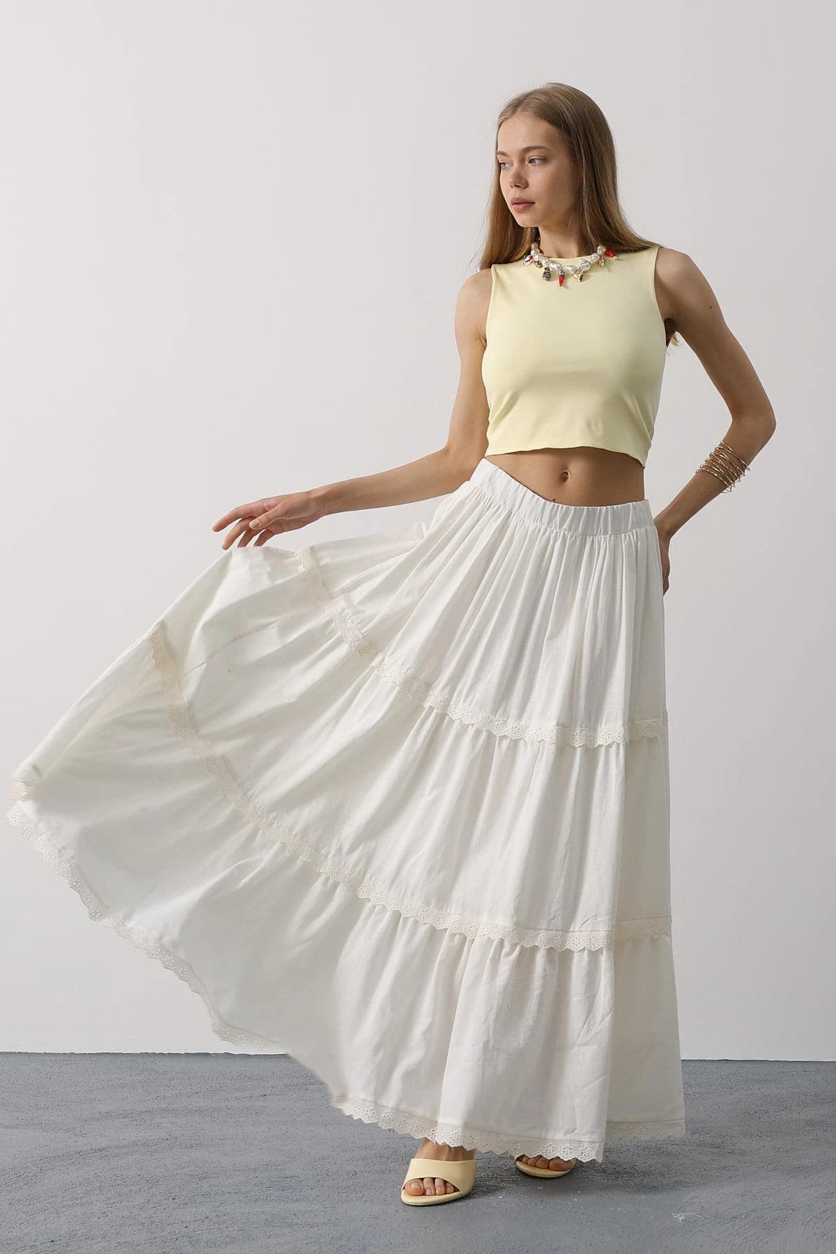 White Cotton Maxi Skirt