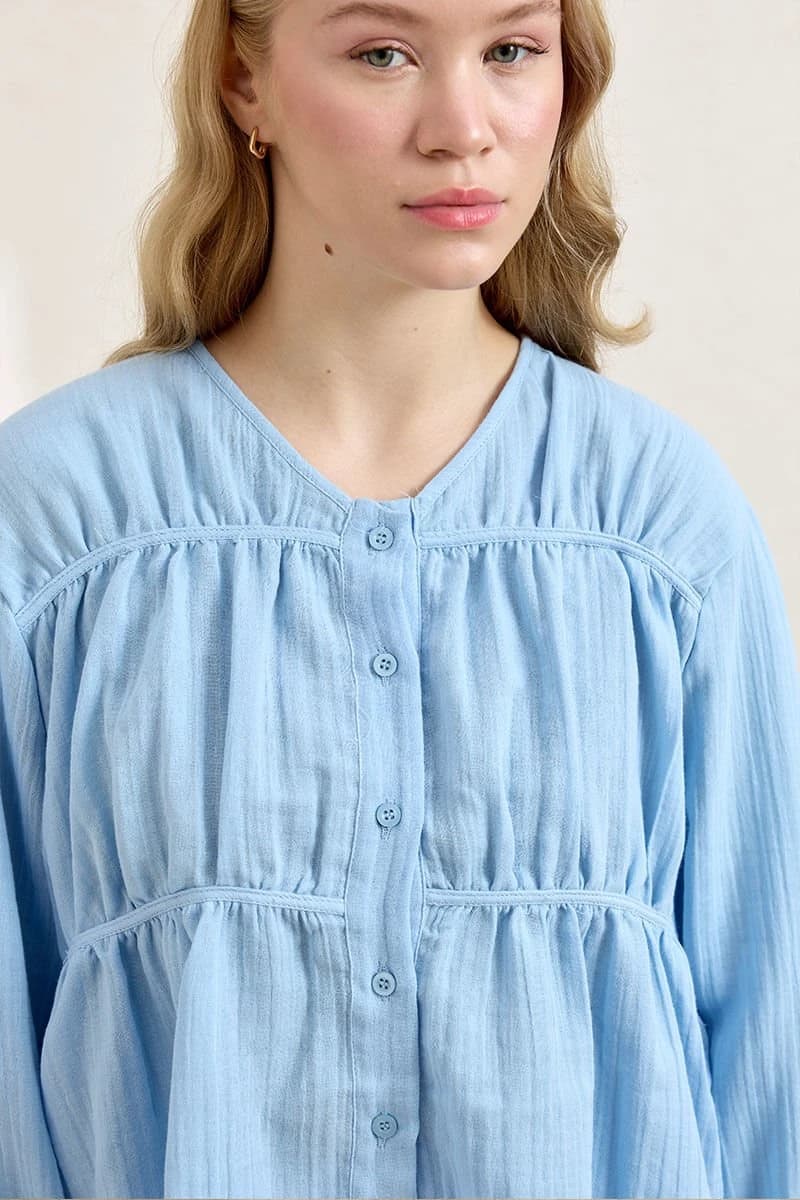 Authentic Blouse and Cotton Ruffle High Waist Balloon Skirt Set detailed view 5