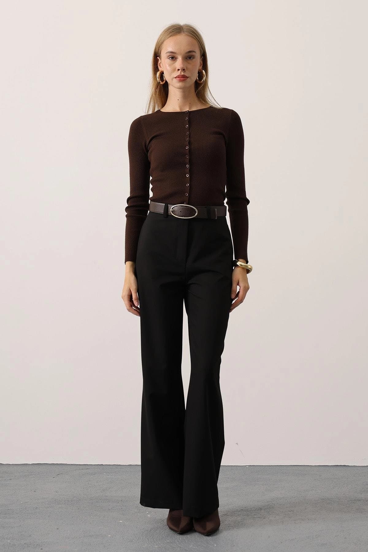 Black High Waisted Flare Pants | 70s Vintage Wide Leg Trousers | Elegant Office Palazzo Pants Women | Retro Bell Bottom Dress Pants