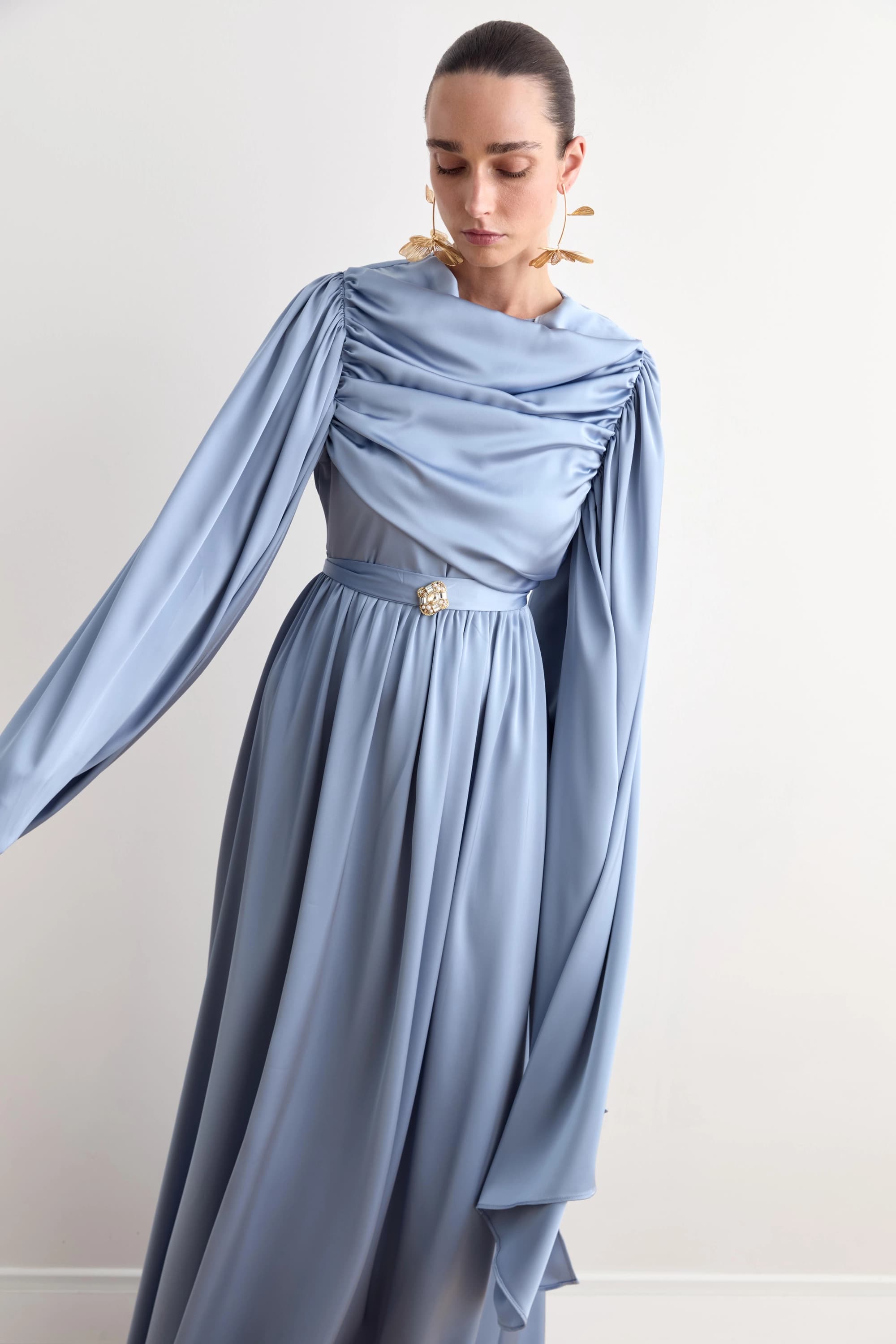 Blue Medieval Dress Renaissance Gown Long Sleeve Victorian Gothic Costume Fairy Princess Wedding Historical Reenactment Custom - görsel 2