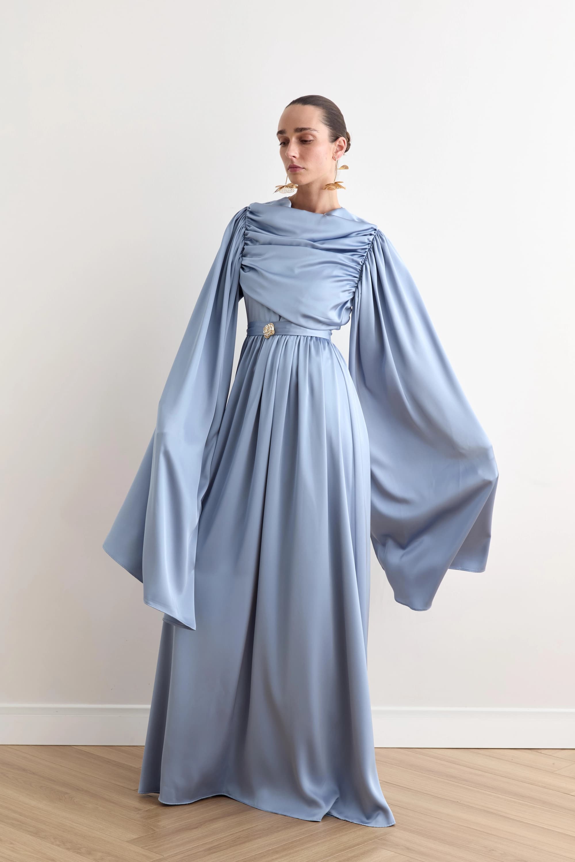 Blue Medieval Dress Renaissance Gown Long Sleeve Victorian Gothic Costume Fairy Princess Wedding Historical Reenactment Custom - görsel 3