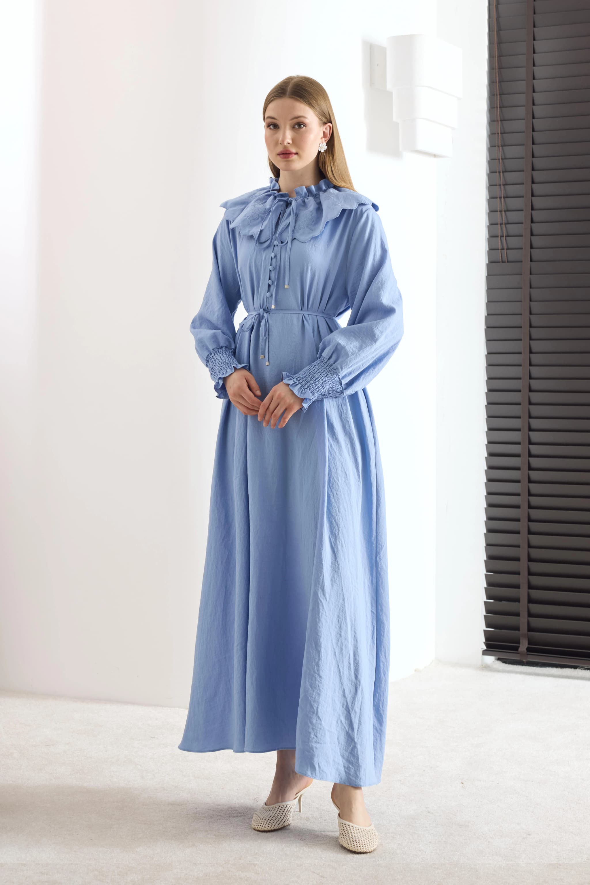 Blue Peasant Maxi Dress