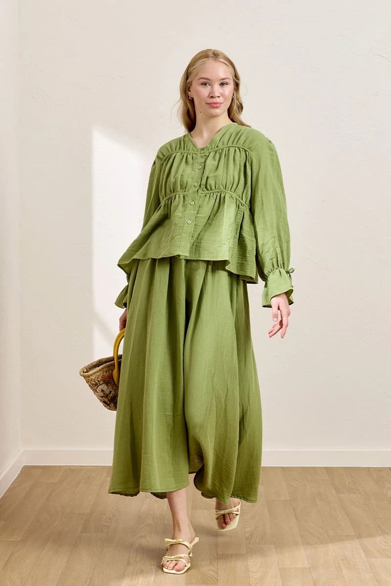 Bohemian Muslin Matching Set - Tiered Top & Flowing Gathered Skirt detailed view 2