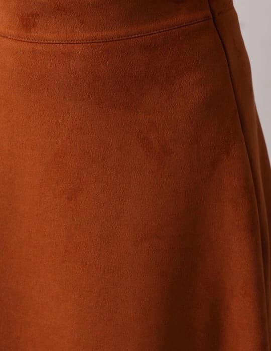 Burnt Orange Maxi Skirt | Tailored Faux Suede Skirt | Vintage 70s Chic - görsel 1