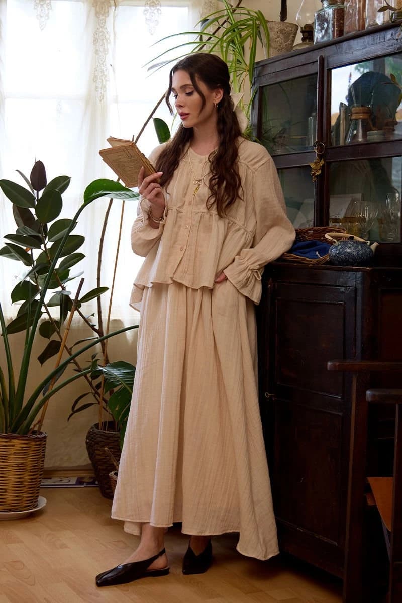 Cottagecore Muslin Two Piece Set Romantic Set detailed view 2