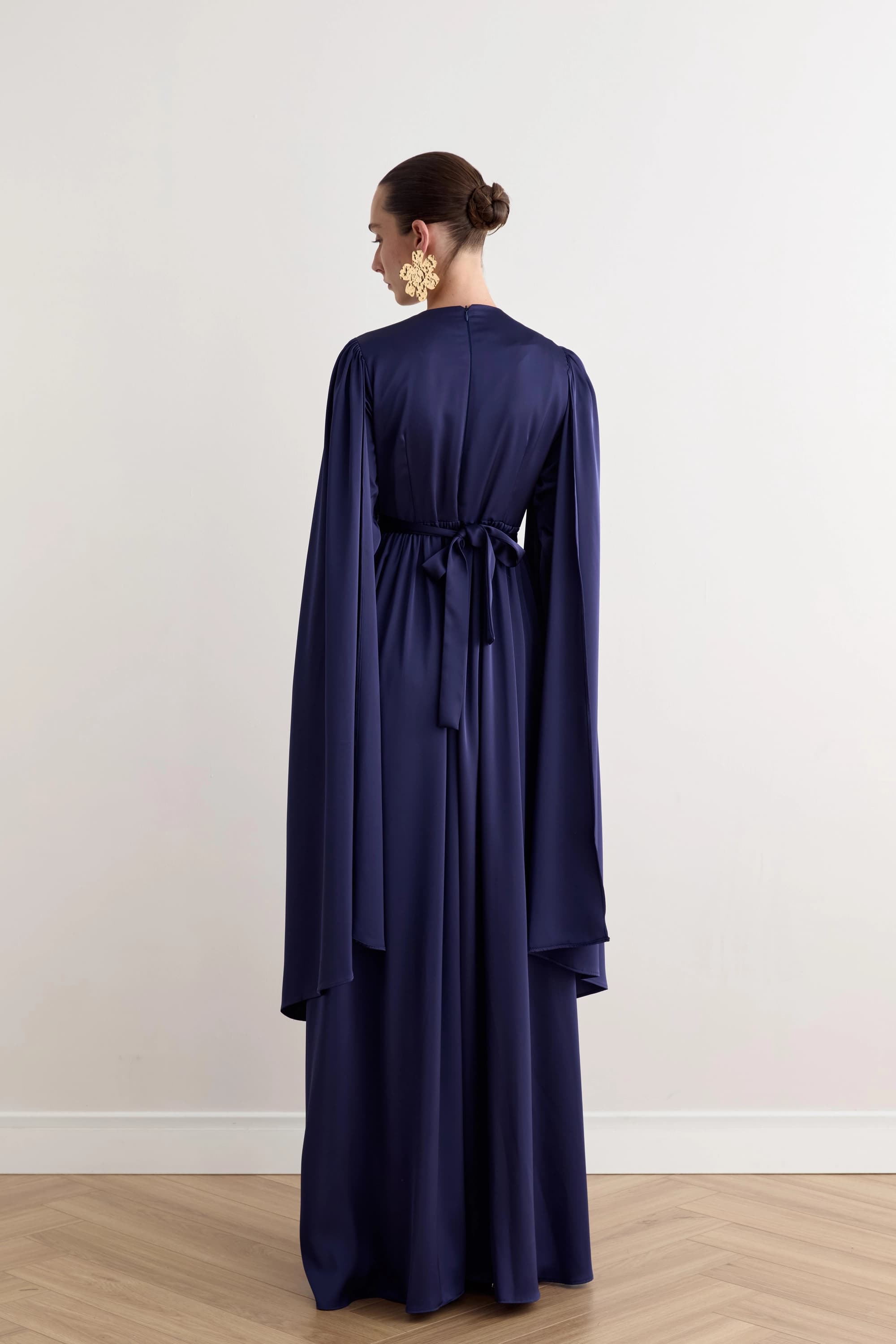 Navy Blue Formal Dress Long Sleeve Modest Evening Gown Elegant Maxi Dress Bridesmaid Wedding Guest Mother of Bride - görsel 5