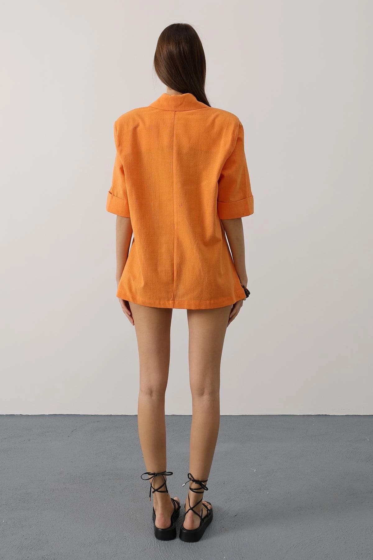 Orange Blazer Women Oversized Jacket Custom Fit Business Professional Work Outfit Autumn Fashion Statement Coat detailed view 6