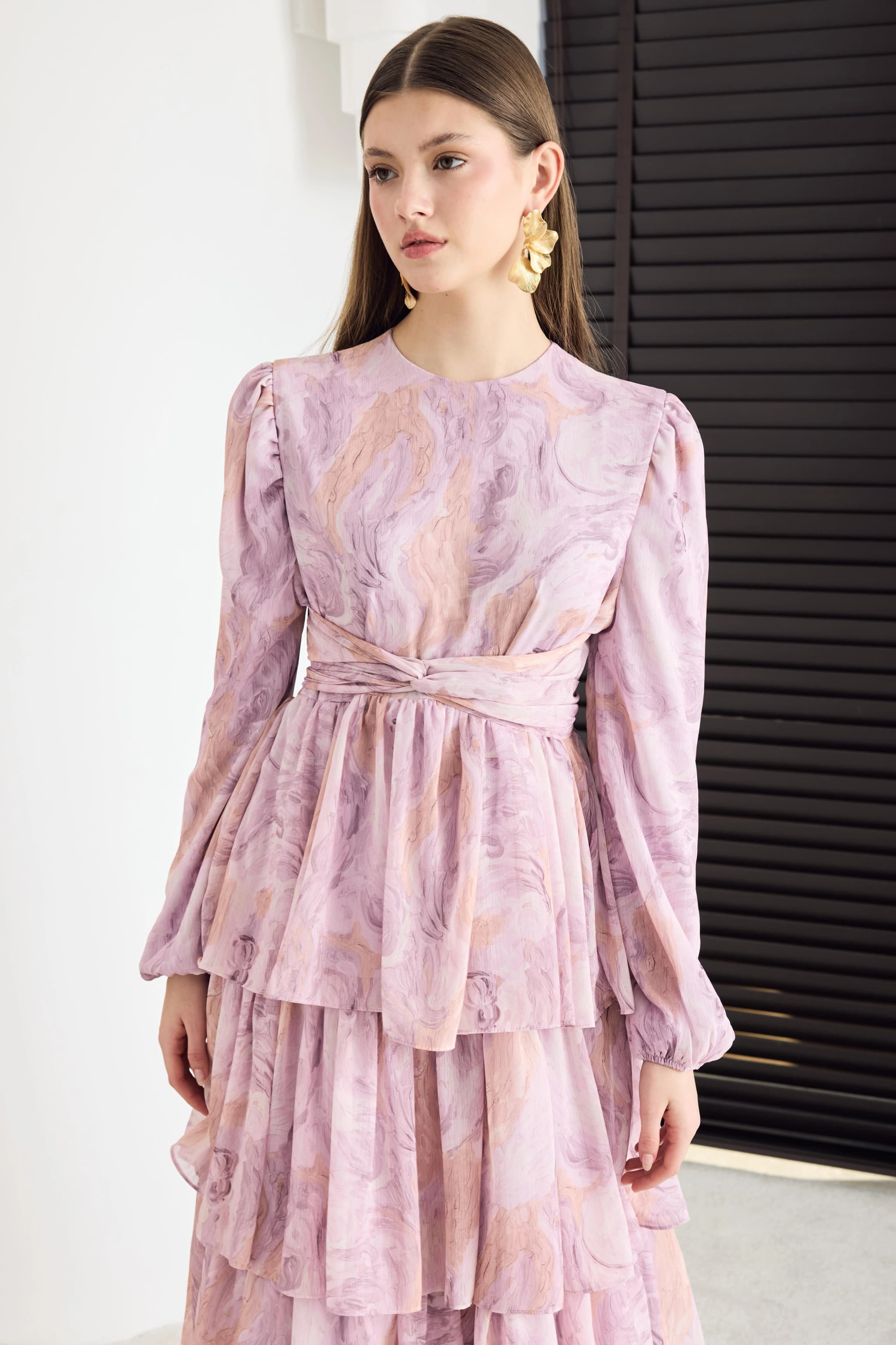 Perfect Wedding Guest Dress | Pink Romantic Floral Maxi Dress detailed view 3