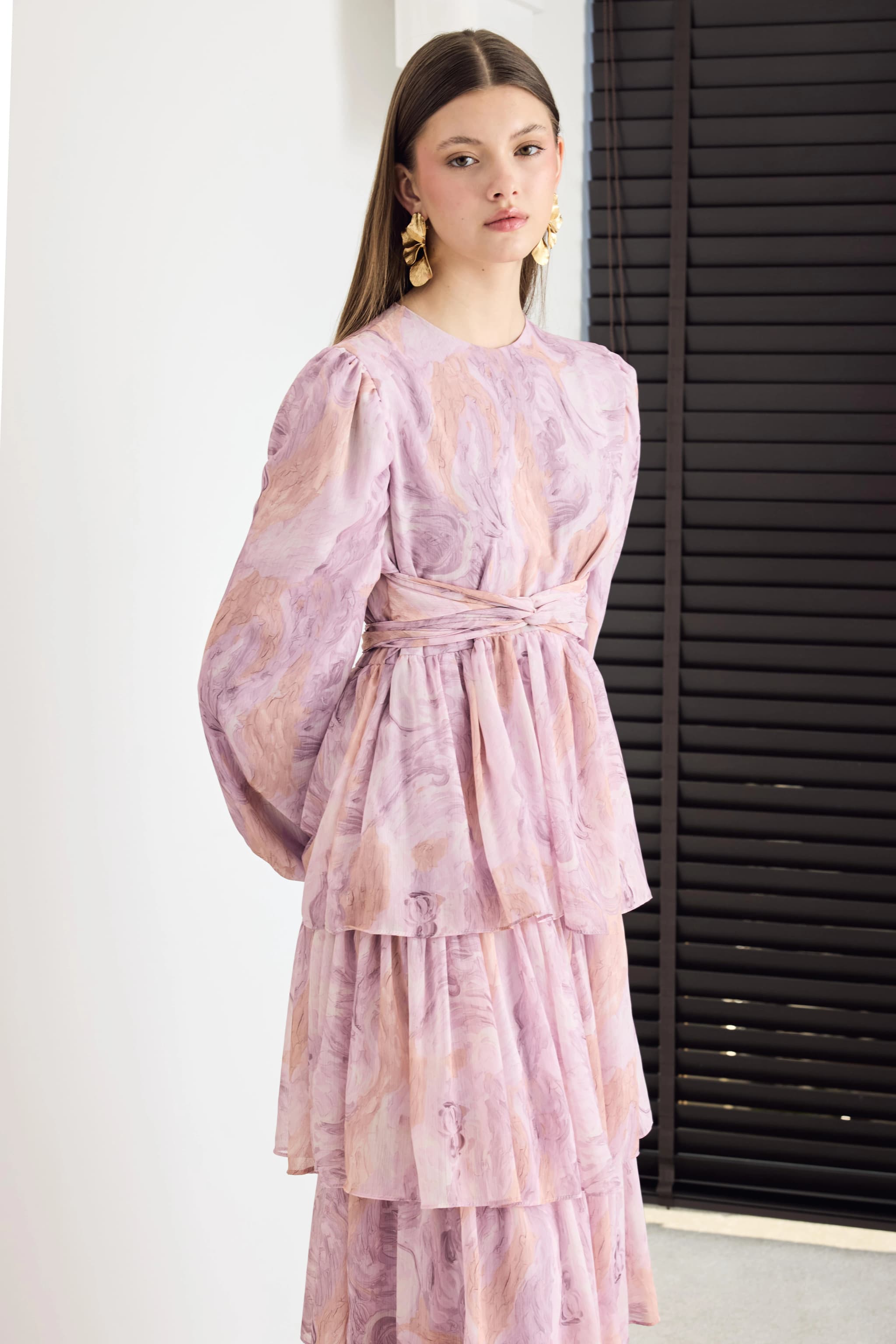Perfect Wedding Guest Dress | Pink Romantic Floral Maxi Dress detailed view 5