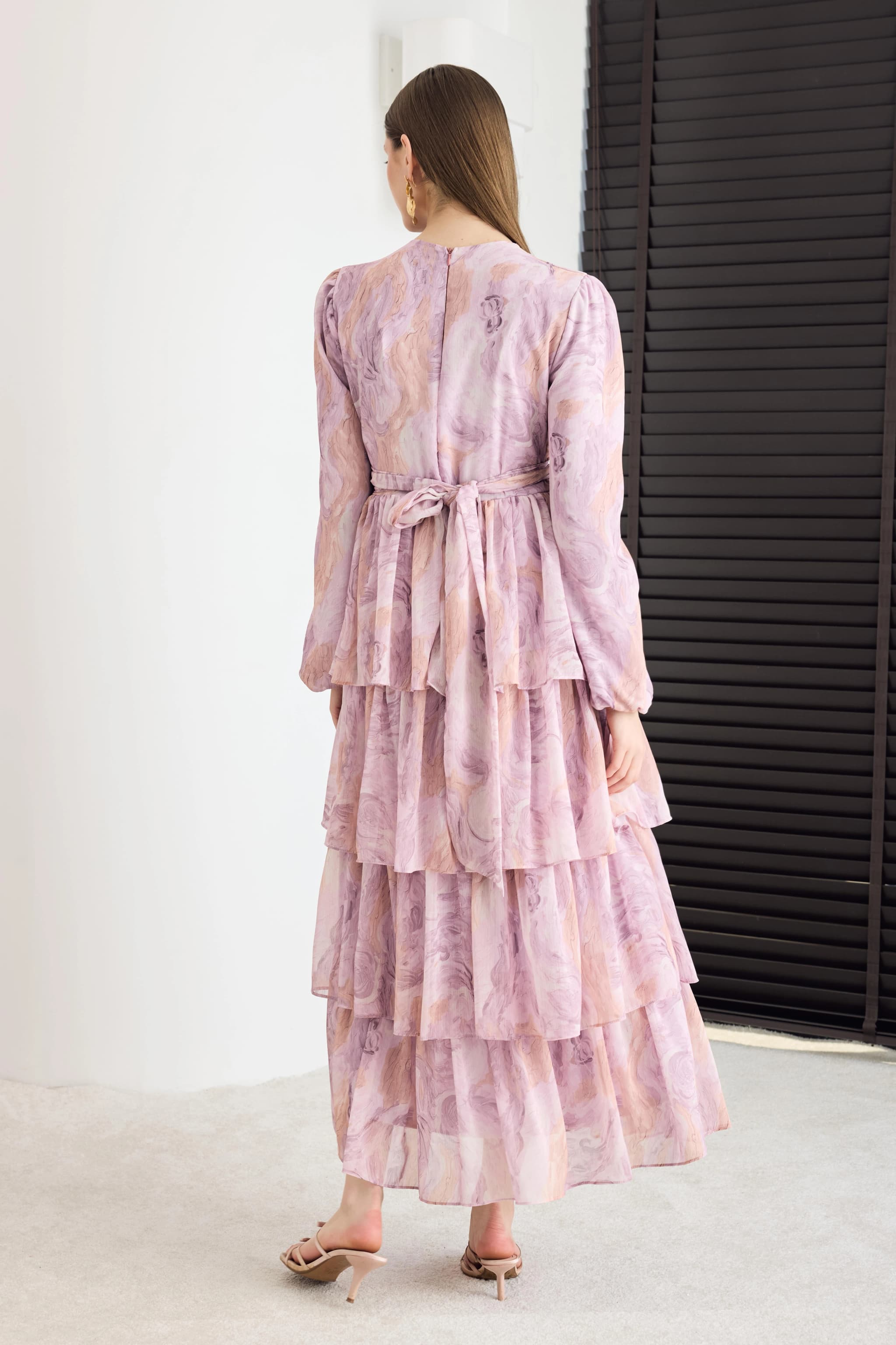 Perfect Wedding Guest Dress | Pink Romantic Floral Maxi Dress detailed view 4