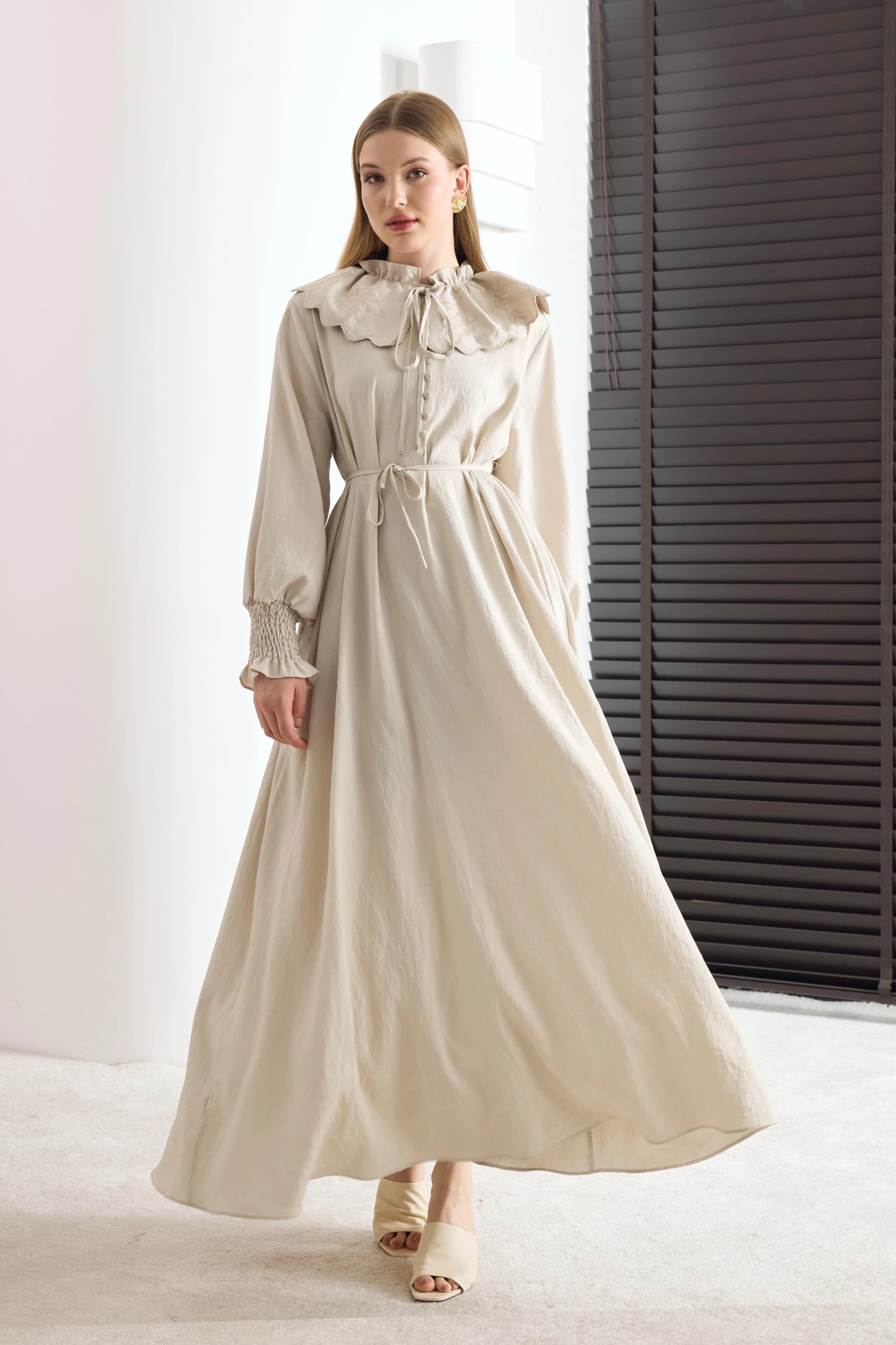 Stone Long Sleeve Maxi Dress
