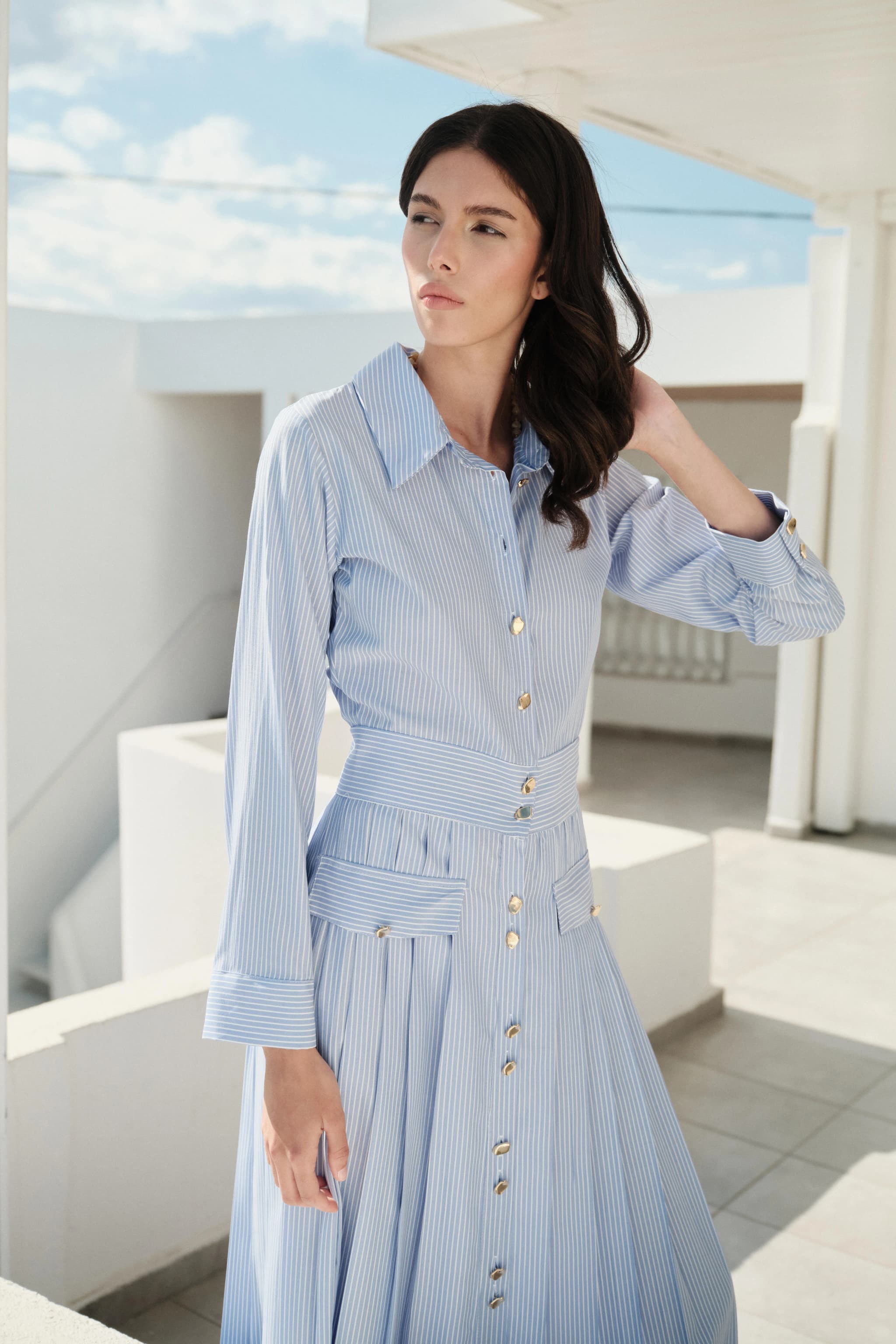 Striped Shirt Dress - Summer Modest Fashion detailed view 2