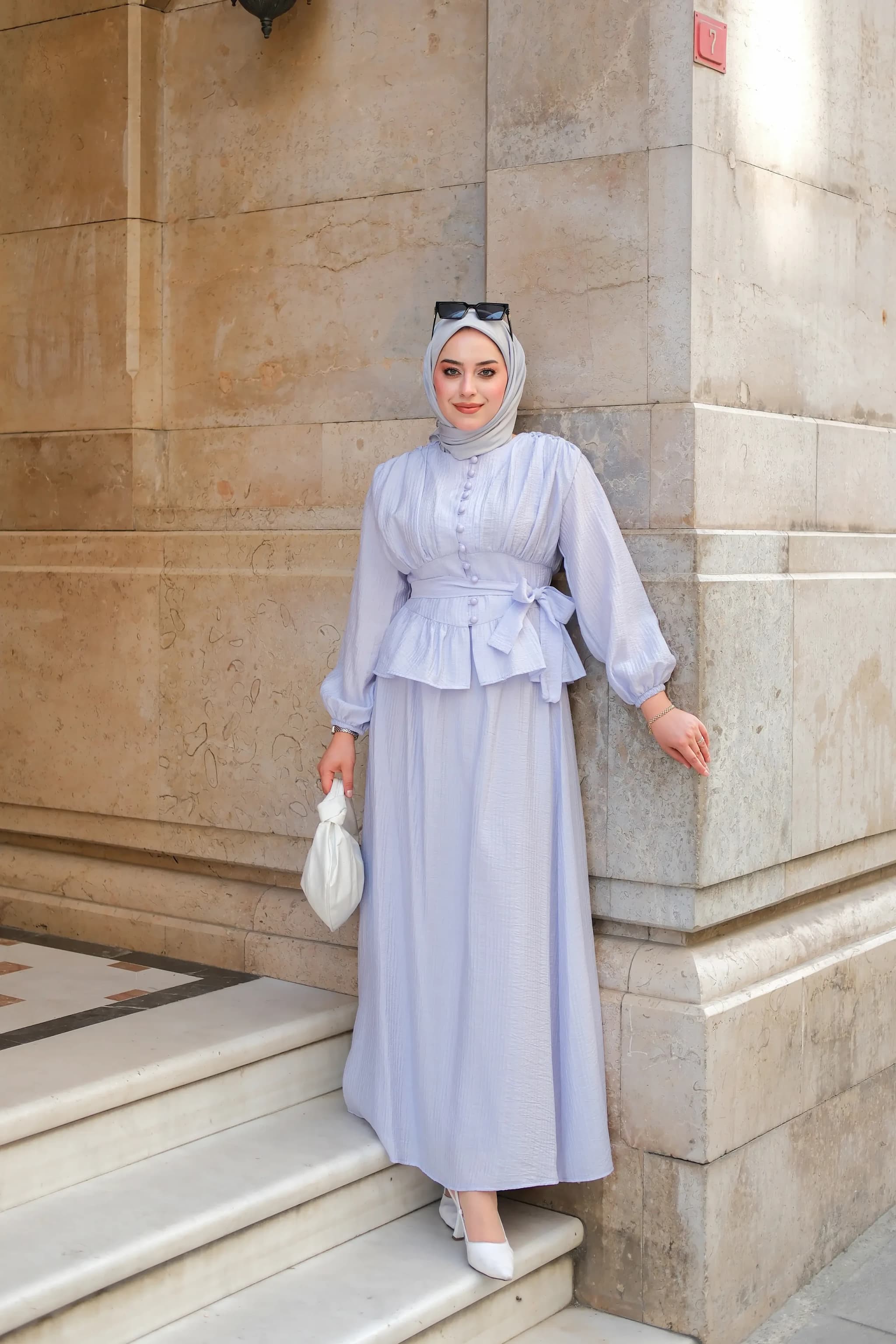 Two Piece Corset Abaya Set Hijab Friendly Dress Muslim Prayer Clothes Islamic Modest Wear Long Sleeve Maxi Dress Custom Size detailed view 3