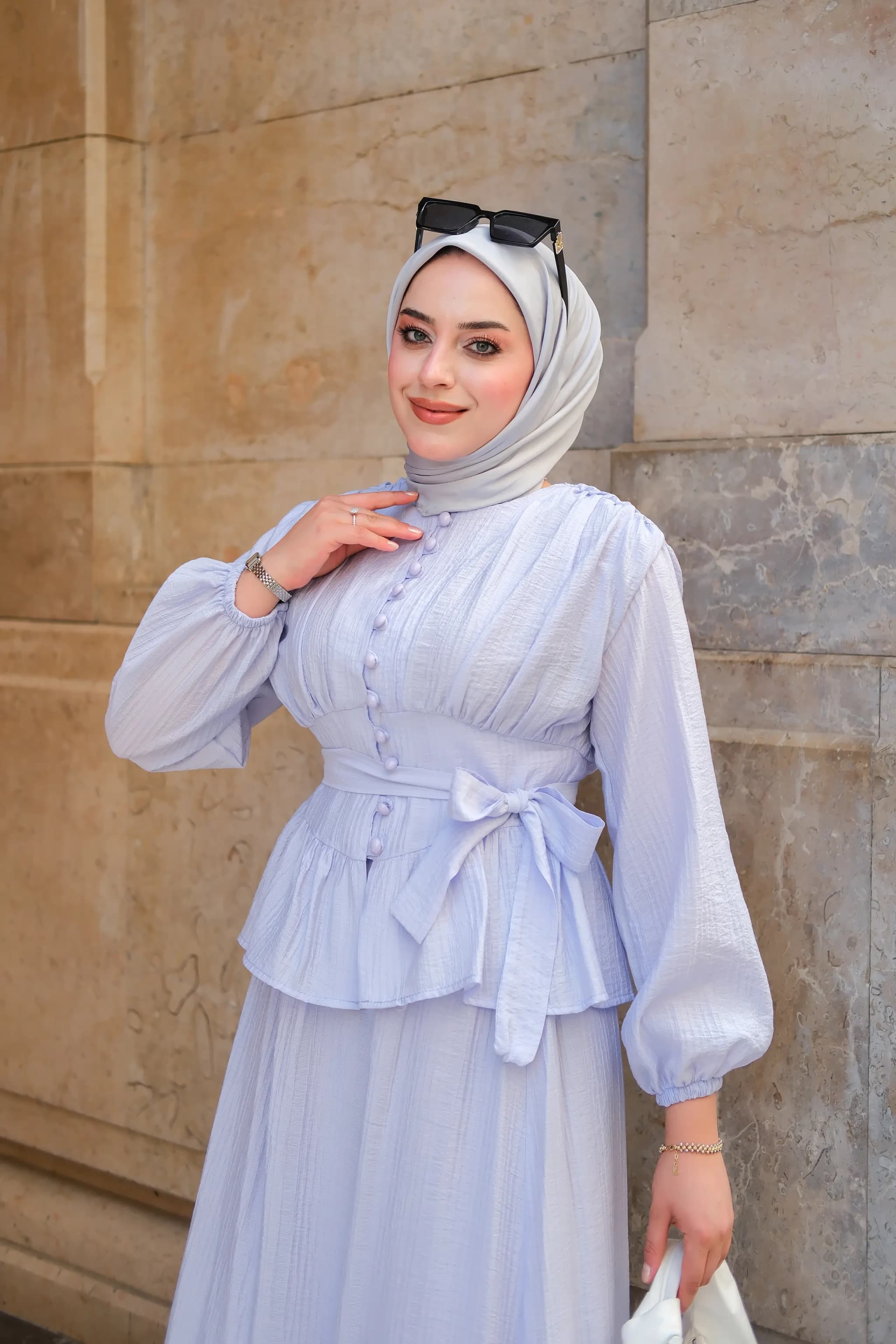 Two Piece Corset Abaya Set Hijab Friendly Dress Muslim Prayer Clothes Islamic Modest Wear Long Sleeve Maxi Dress Custom Size detailed view 2