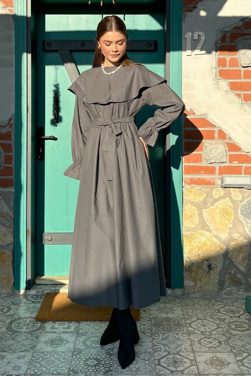 Victorian Charcoal Maxi Dress detailed view 5