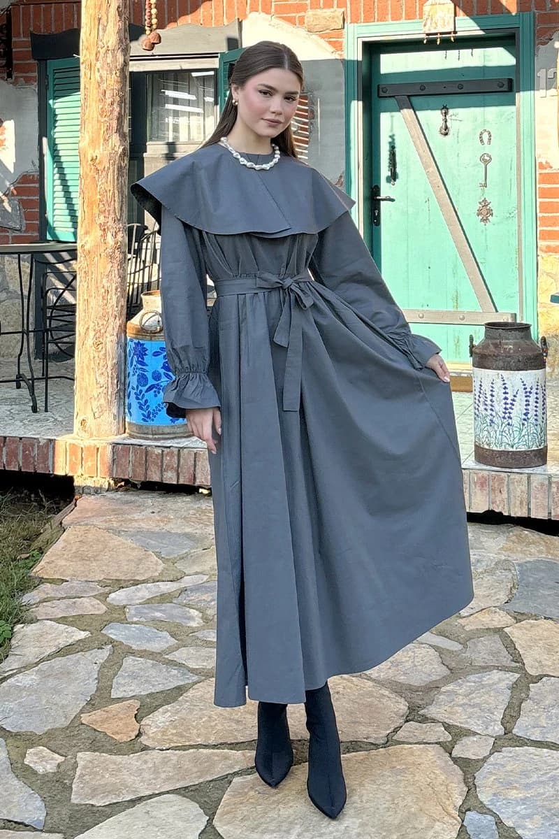 Victorian Charcoal Maxi Dress