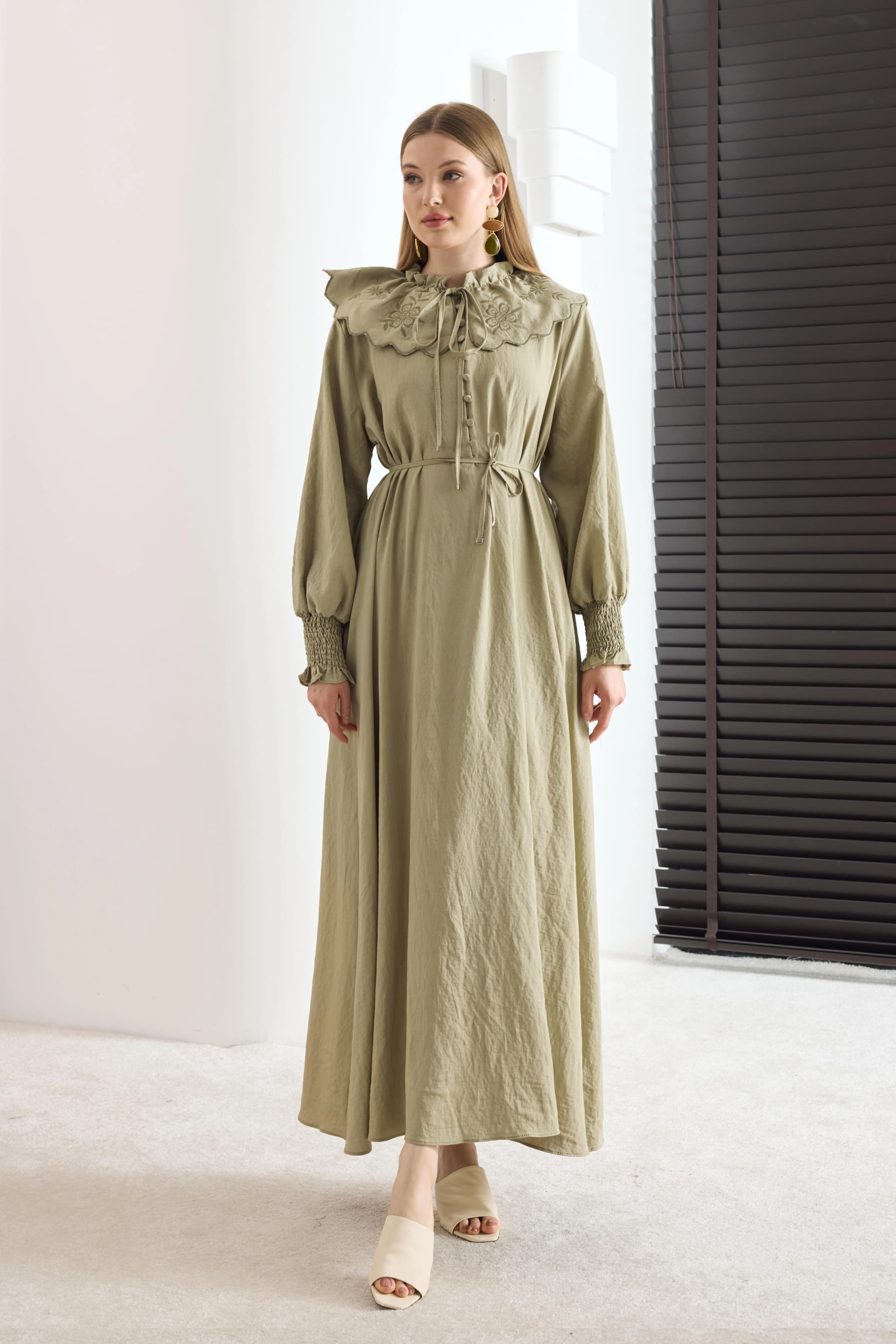 Victorian Sage Green Prairie Dress
