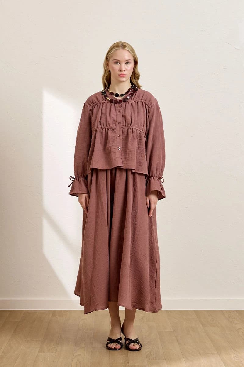 Vintage Cotton Muslin Co-ord - Ruffled Blouse & Maxi Balloon Skirt