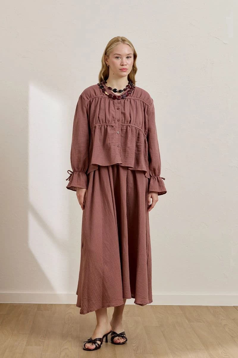 Vintage Cotton Muslin Co-ord - Ruffled Blouse & Maxi Balloon Skirt detailed view 6