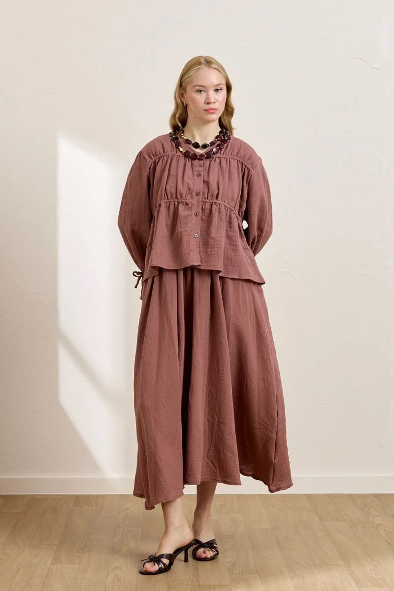 Vintage Cotton Muslin Co-ord - Ruffled Blouse & Maxi Balloon Skirt detailed view 3