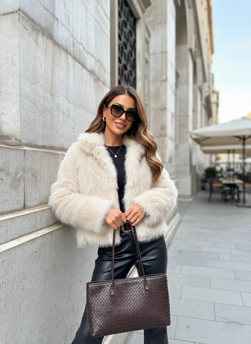 Cream Faux Fur Jacket & Bridal Bolero – Ivory Old Money Winter Coat