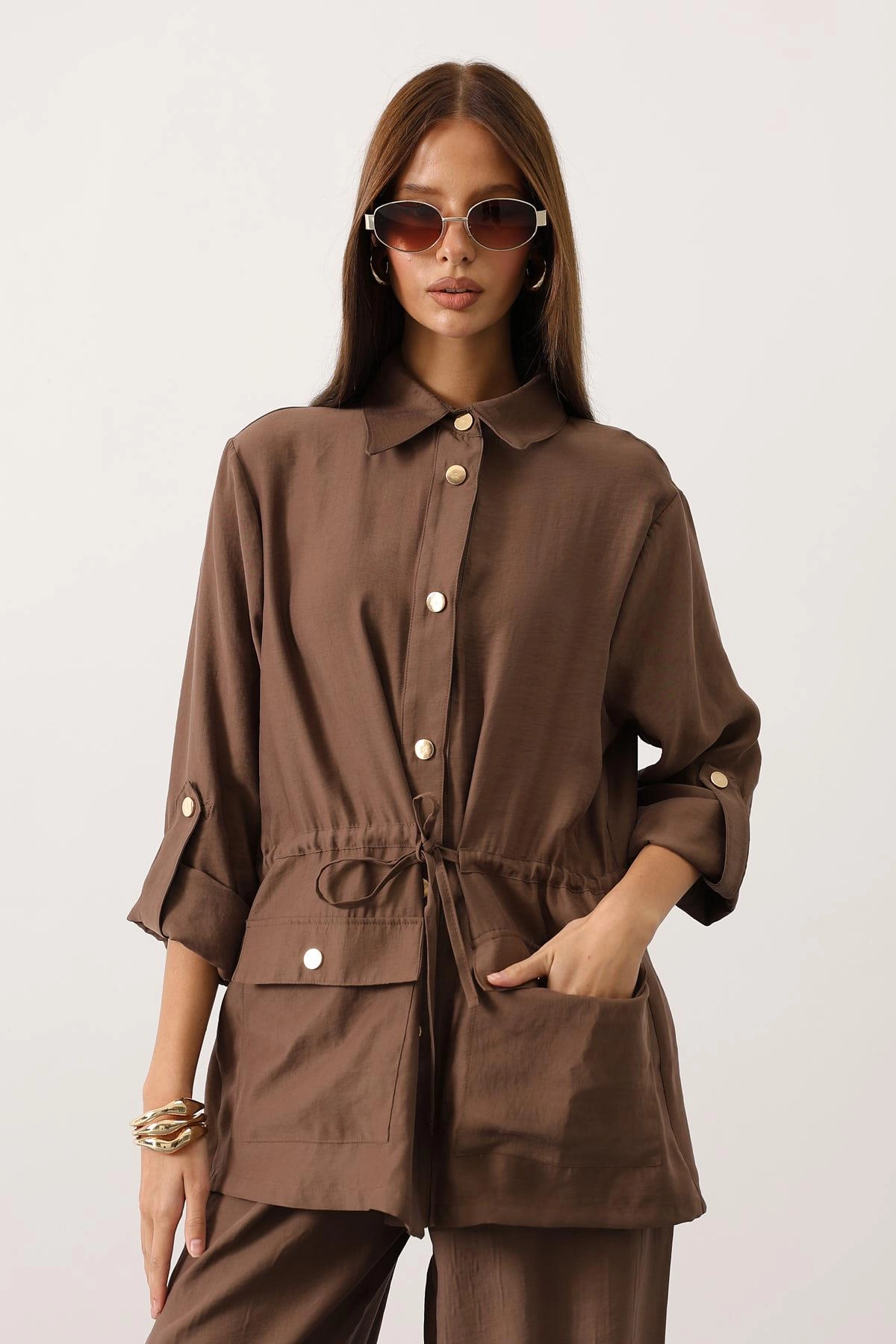 Linen Co-ord Set Women, Chocolate Brown Two Piece Set with Wide Leg Pants, Minimalist Lounge Set, Boho Summer Vacation Outfit
