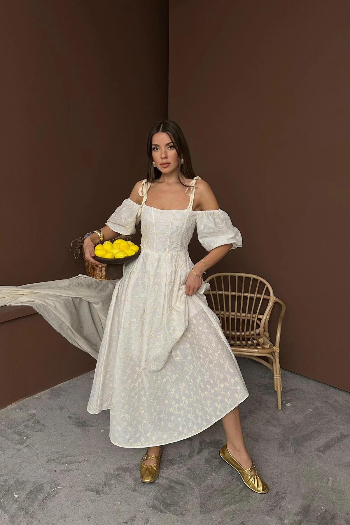 Puffy Sleeve Summer Dress Off Shoulder Maxi Vintage Dress